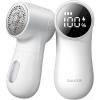 GAIATOP Fabric Shaver Rechargeable Lint Remover 3 Speeds Sweater Defuzzer, Cute Digital Screen Large Storage 6-Leaf Blades, Fuzz Pills Bobbles Trimmer for Clothes Furniture Bedclothes White 1 pcs