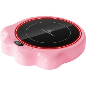 Gaiatop Mug Warmer, 50W Cute Cat Paw Cup Warmers, 3 Temp Settings, 2-10H Auto Shut Off, Coffee Accessories Keep Beverage Hot for Desk and Home, Heated Plate Stocking Stuffers for Tea Candle Pink(Pink)