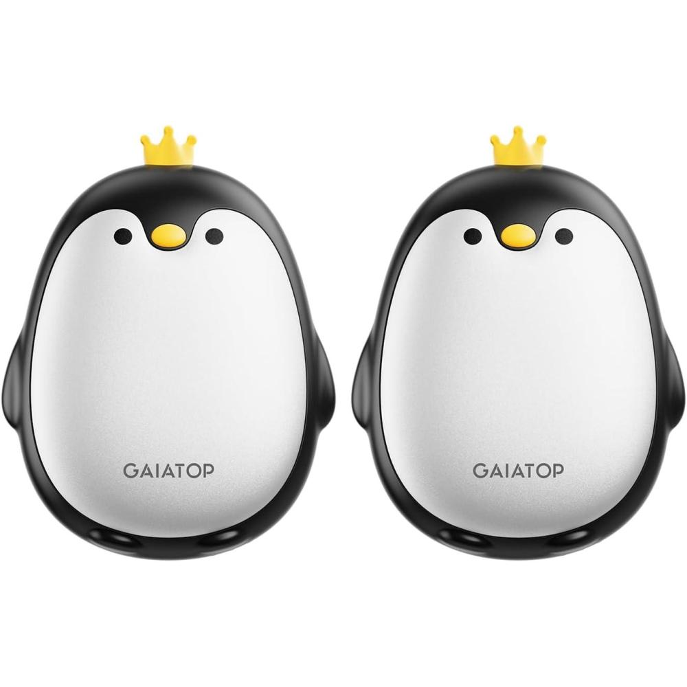 imageGaiatop Magnetic Hand Warmers Rechargeable 2 Pack 3 Settings Cute Pocket Penguin Fast Hot Hands Reusable Portable Electric Heater for Camping Hunting Golf Stocking Stuffers Gifts for Women MenBlack