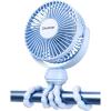 Gaiatop Mini Portable Stroller Fan, Battery Operated Small Clip on, Detachable 3 Speed Rechargeable, 360° Rotate Flexible Tripod Better Cooling for Car Seat Crib Treadmill Travel Black(blue)