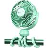 Gaiatop Mini Portable Stroller Fan, Battery Operated Small Clip on, Detachable 3 Speed Rechargeable, 360° Rotate Flexible Tripod Better Cooling for Car Seat Crib Treadmill Travel Black(green)