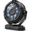 Gaiatop Portable Camping Fan with LED Lantern, Power Display 360° Head Rotation, Hanging Hook for Tent, 3 Speed Quiet Rechargeable, 4000mAh Battery Operated USB Fans for Indoor Outdoor Travel Black(Black)