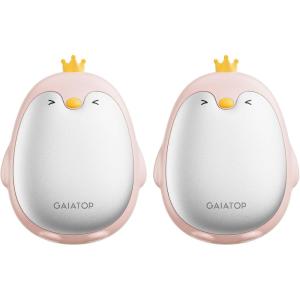 Gaiatop Magnetic Hand Warmers Rechargeable 2 Pack, 3 Settings Cute Pocket Penguin, Fast Hot Hands Reusable Portable Electric Heater for Camping Hunting Golf, Stocking Stuffers Gifts for Women Men(Pink)