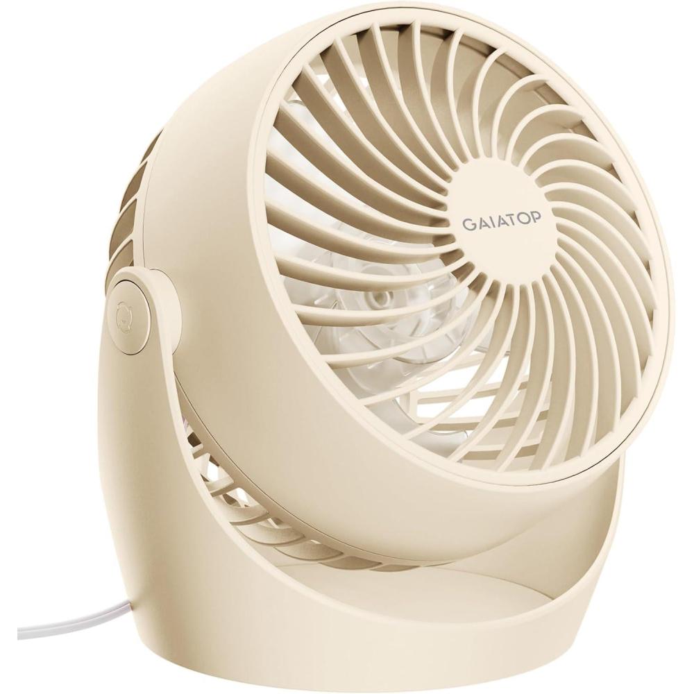imageGaiatop Desk Fan 5Inch Portable Electric Table Desktop Air Circulator Fans Small but Powerful with 3 Speed 360 Adjustable Tilt for Cooling Home Dorm Office Bedroom Bathroom Kitchen PinkBeige