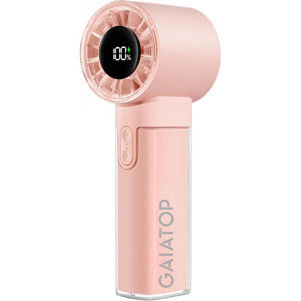 imageGaiatop Portable Handheld Turbo Fan 1100 Adjustable High Speeds 320Hrs Cooling Times 4800mAh USB Rechargeable Portable Small Hand Fans with Lanyard for Outdoor Travel Home Make Up PinkPink