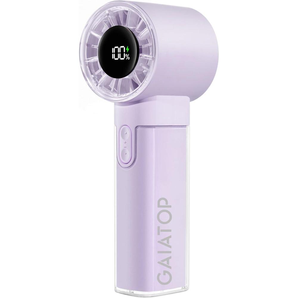 imageGaiatop Portable Handheld Turbo Fan 1100 Adjustable High Speeds 320Hrs Cooling Times 4800mAh USB Rechargeable Portable Small Hand Fans with Lanyard for Outdoor Travel Home Make Up PinkPurple