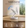Gaiatop Foldable Small Desk Fan with LED Night Light, Wireless 6000mAh Battery Powered Portable Fan USB Rechargeable, Bedroom Office Dorm Travel Camping Cruise Essentials, Gifts for Women Men, Black(White)