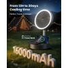 Gaiatop Portable Pedestal Fan 16000mAh Battery [Max 74h Runtime], Foldable Oscillating Standing Fan, Collapsible Desk Fans, LED Light, Case & Remote Control, 4 Speeds for Outdoor Travel Camping Office(Black)