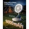 Gaiatop Portable Pedestal Fan 16000mAh Battery [Max 74h Runtime], Foldable Oscillating Standing Fan, Collapsible Desk Fans, LED Light, Case & Remote Control, 4 Speeds for Outdoor Travel Camping Office(White)