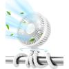 Gaiatop Oscillating Baby Stroller Fan with LED Night Light, 4 Speeds Cooling Rechargeable 360° Rotate Clip On, Battery Operated Small Portable Fans for Car Seat Crib Treadmill Travel(White)