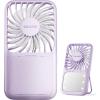 Gaiatop Portable Handheld Fan, 3 Speed LED Makeup Mirror with Light, Folding Stand for Desktop, Rechargeable Mini Personal Fans Small Travel Essentials Gifts for Women Girls(Purple)
