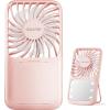 Gaiatop Portable Handheld Fan, 3 Speed LED Makeup Mirror with Light, Folding Stand for Desktop, Rechargeable Mini Personal Fans Small Travel Essentials Gifts for Women Girls(Pink)