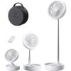 Gaiatop Portable Pedestal Fan 16000mAh Battery [Max 74h Runtime], Foldable Oscillating Standing Fan, Collapsible Desk Fans, LED Light, Case & Remote Control, 4 Speeds for Outdoor Travel Camping Office(White)