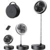 Gaiatop Portable Pedestal Fan 16000mAh Battery [Max 74h Runtime], Foldable Oscillating Standing Fan, Collapsible Desk Fans, LED Light, Case & Remote Control, 4 Speeds for Outdoor Travel Camping Office(Black)