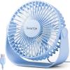 Gaiatop USB Desk Fan, 3 Speeds Strong Airflow, 5.5 Inch Portable 90° Rotate Quiet Cooling, Small Personal Table Fans for Bedroom Home Office Travel Black(Blue)