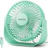 Gaiatop USB Desk Fan, 3 Speeds Strong Airflow, 5.5 Inch Portable 90° Rotate Quiet Cooling, Small Personal Table Fans for Bedroom Home Office Travel Black(Green)