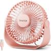 Gaiatop USB Desk Fan, 3 Speeds Strong Airflow, 5.5 Inch Portable 90° Rotate Quiet Cooling, Small Personal Table Fans for Bedroom Home Office Travel Black(Pink)