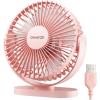Gaiatop USB Desk Fan, 5.5 Inch Small Quiet Powerful 3 Speeds 90° Rotate, Personal Mini Portable Desktop Table Fans, Cooling for Home Office Car Travel Indoor Outdoor Pink(Pink)