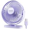 Gaiatop USB Desk Fan, 5.5 Inch Small Quiet Powerful 3 Speeds 90° Rotate, Personal Mini Portable Desktop Table Fans, Cooling for Home Office Car Travel Indoor Outdoor Pink(Purple)