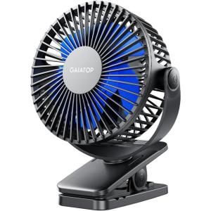 Gaiatop Portable Clip on Fan Battery Operated, Small Powerful 3 Speed Quiet 360° Rotate, USB Rechargeable Mini Personal Cooling Fan for Desk Table Home Office Stroller Camping Women Gifts Light Blue(black blue)