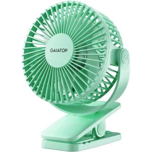 Gaiatop Portable Clip on Fan Battery Operated, Small Powerful 3 Speed Quiet 360° Rotate, USB Rechargeable Mini Personal Cooling Fan for Desk Table Home Office Stroller Camping Women Gifts Light Blue(green)