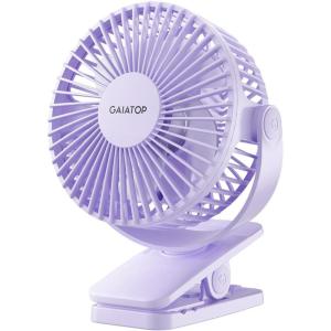 Gaiatop Portable Clip on Fan Battery Operated, Small Powerful 3 Speed Quiet 360° Rotate, USB Rechargeable Mini Personal Cooling Fan for Desk Table Home Office Stroller Camping Women Gifts Light Blue(light purple)