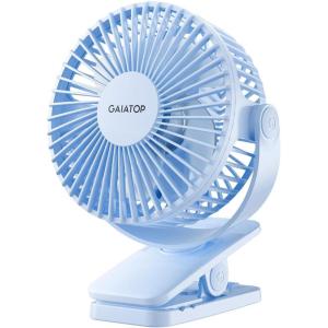 Gaiatop Portable Clip on Fan Battery Operated, Small Powerful 3 Speed Quiet 360° Rotate, USB Rechargeable Mini Personal Cooling Fan for Desk Table Home Office Stroller Camping Women Gifts Light Blue(light Blue)