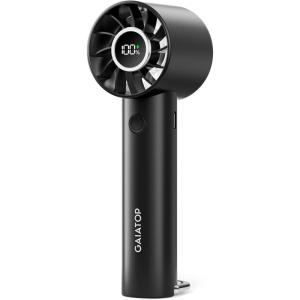 Gaiatop Portable Mini Fan, 3 Speed Handheld Fans with Power Display Flashlight, USB Rechargeable Battery, Lightweight Personal Cooling for Women Men Indoor Outdoor Travel Black(Black)