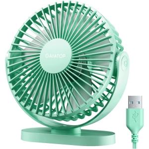 Gaiatop USB Desk Fan, 5.5 Inch Small Quiet Powerful 3 Speeds 90° Rotate, Personal Mini Portable Desktop Table Fans, Cooling for Home Office Car Travel Indoor Outdoor Pink(Green)