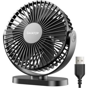 Gaiatop USB Desk Fan, 5.5 Inch Small Quiet Powerful 3 Speeds 90° Rotate, Personal Mini Portable Desktop Table Fans, Cooling for Home Office Car Travel Indoor Outdoor Pink(Black)