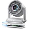 Gaiatop Portable Quiet Desk Fan with Power Bank, 6000mAh Rechargeable Battery Fan with RGB Ring, 18Hrs Runtime, 5-Speed Strong Wind, Bedroom Office Desk Accessories, Gifts for Women Men Teens, Silver(Silver)