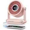 Gaiatop Portable Quiet Desk Fan with Power Bank, 6000mAh Rechargeable Battery Fan with RGB Ring, 18Hrs Runtime, 5-Speed Strong Wind, Bedroom Office Desk Accessories, Gifts for Women Men Teens, Silver(Peach Pink)