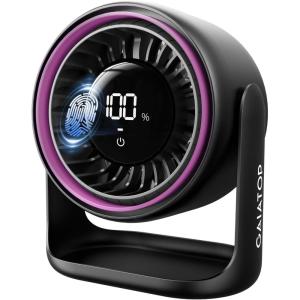 Gaiatop Desk Fan with Touch Control, 4000mAh Battery, 5 Speeds Ultra Quiet Bedroom Fan with LED Display, 90° Tilt, 7.7 Inch USB-C Rechargeable Desktop Fan for Dorm Office Room Home Office, Black(Black Purple)