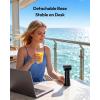 Gaiatop Portable Handheld Turbo Fan, 100 Gear High Speed, Up to 12H Rechargeable Personal Fan with Digital Display, Detachable Base & Lanyard, Small Travel Essentials Cooling Gifts for Women Men(Gray)
