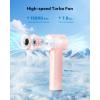 Gaiatop Portable Handheld Turbo Fan, 100 Gear High Speed, Up to 12H Rechargeable Personal Fan with Digital Display, Detachable Base & Lanyard, Small Travel Essentials Cooling Gifts for Women Men(Pink)