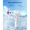Gaiatop Portable Handheld Turbo Fan, 100 Gear High Speed, Up to 12H Rechargeable Personal Fan with Digital Display, Detachable Base & Lanyard, Small Travel Essentials Cooling Gifts for Women Men(White)