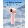 Gaiatop Portable Handheld Turbo Fan, 100 Gear High Speed, Up to 12H Rechargeable Personal Fan with Digital Display, Detachable Base & Lanyard, Small Travel Essentials Cooling Gifts for Women Men(Pink)