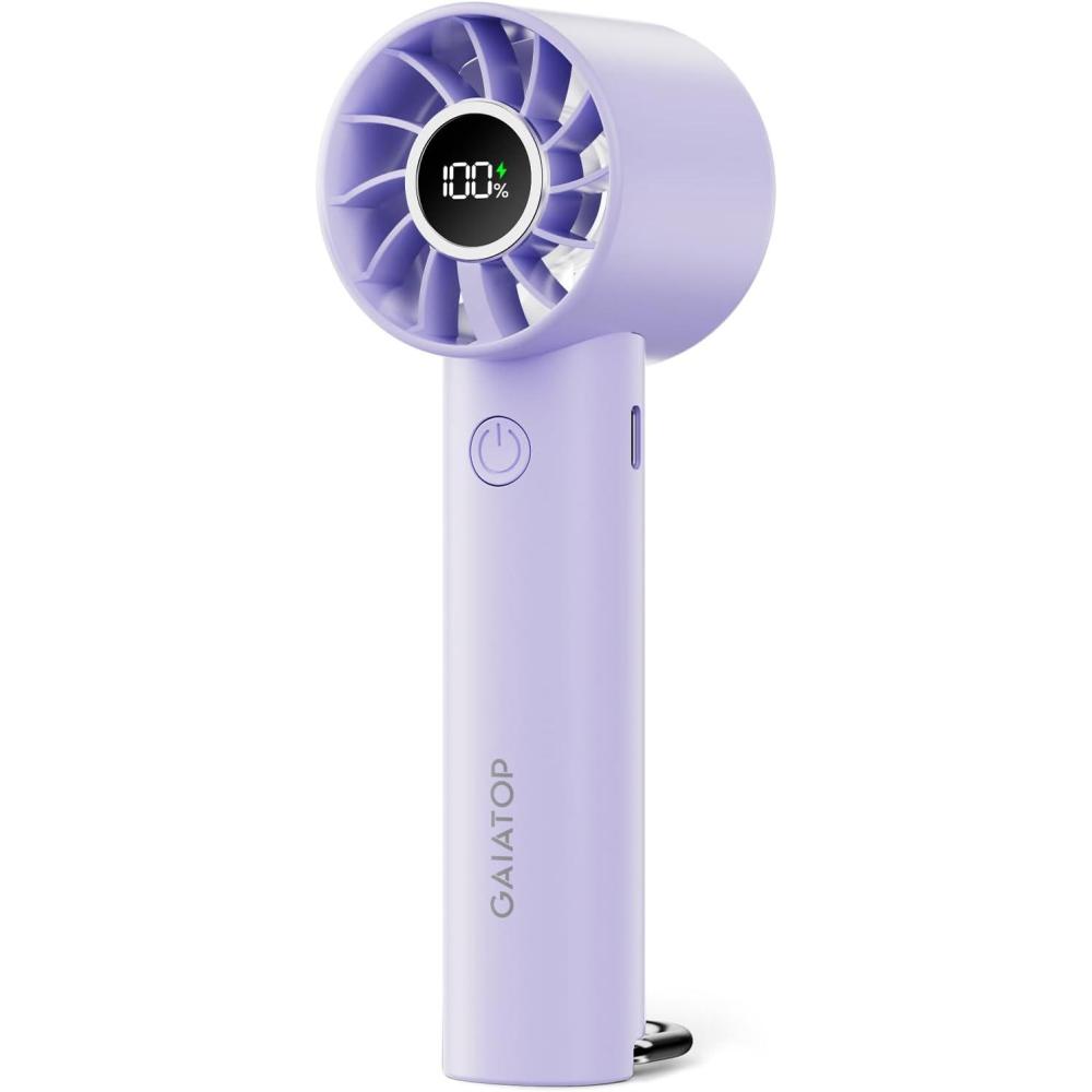 image:imageGaiatop Portable Mini Fan 3 Speed Handheld Fans with Power Display Flashlight USB Rechargeable Battery Lightweight Personal Cooling for Women Men Indoor Outdoor Travel Navy BluePurple