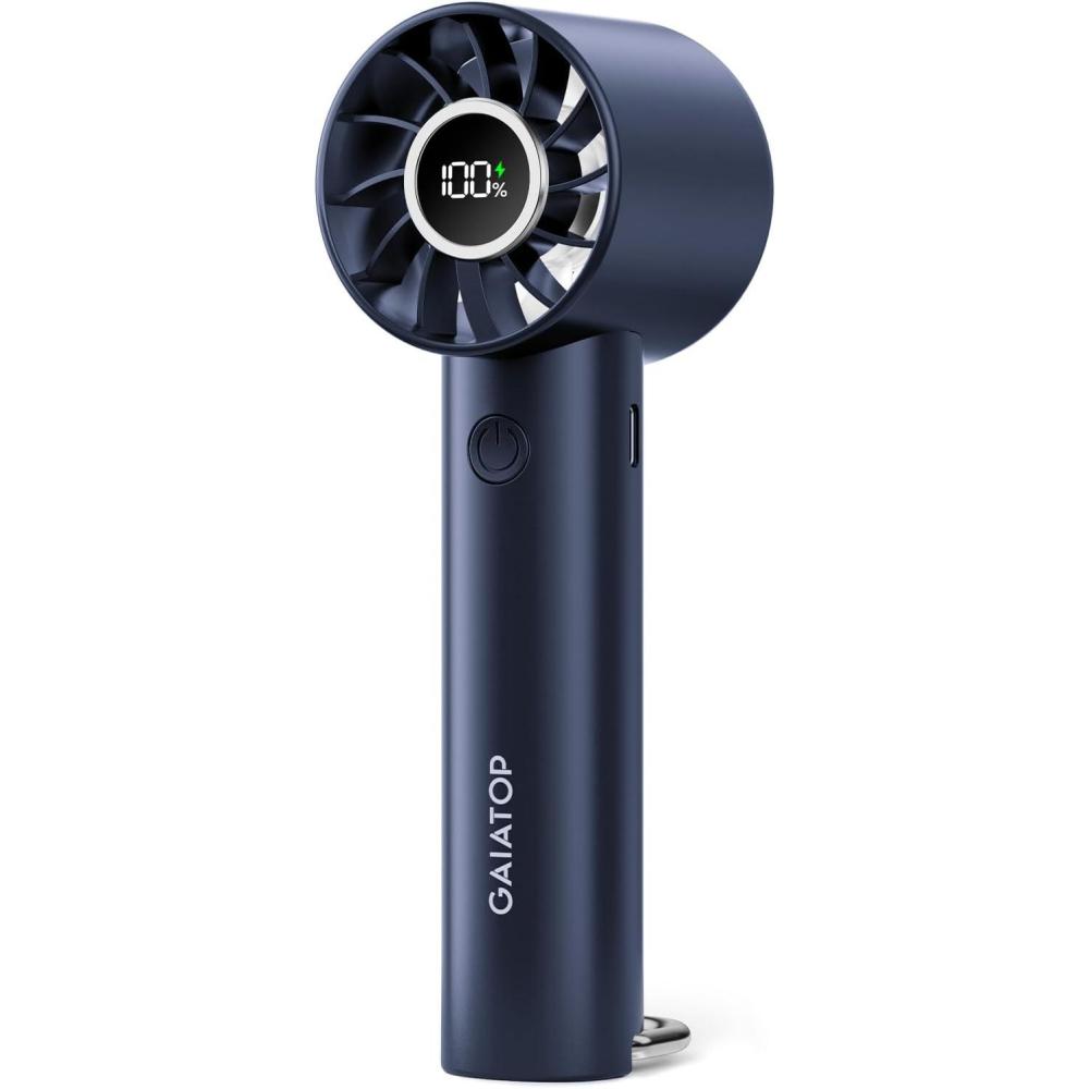 image:imageGaiatop Portable Mini Fan 3 Speed Handheld Fans with Power Display Flashlight USB Rechargeable Battery Lightweight Personal Cooling for Women Men Indoor Outdoor Travel Navy BlueNavy Blue