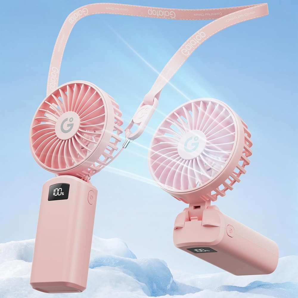 image:imageGaiatop 4000mAh Handheld Mini Fan 7110RPM High Speed Portable Personal Fan 3 Gears Strong Wind LED Display USB Rechargeable Battery Operated Gift for Women Makeup Travel Outdoor PinkPink
